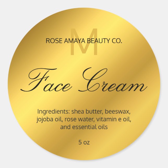 Moderner Monogram Gold Gradient Beauty Wellness-Ce Runder Aufkleber (Vorderseite)