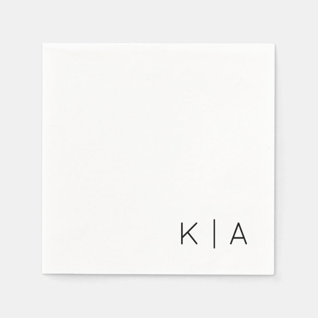 Moderner Monogram-Hochzeitcocktail Napkin Serviette (Vorderseite)