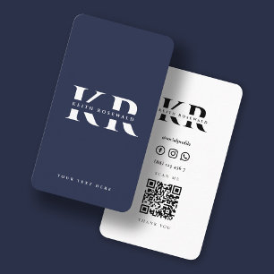 Moderner Monogram Individuelle Name Dark Navy Blue Visitenkarte