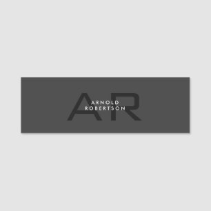 Moderner Monogram Schlicht Grau Trendy Add Name Namensschild