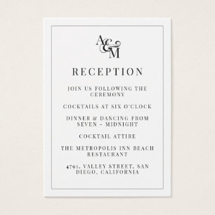 Moderner Monogram Simple Elegant Wedding Empfang