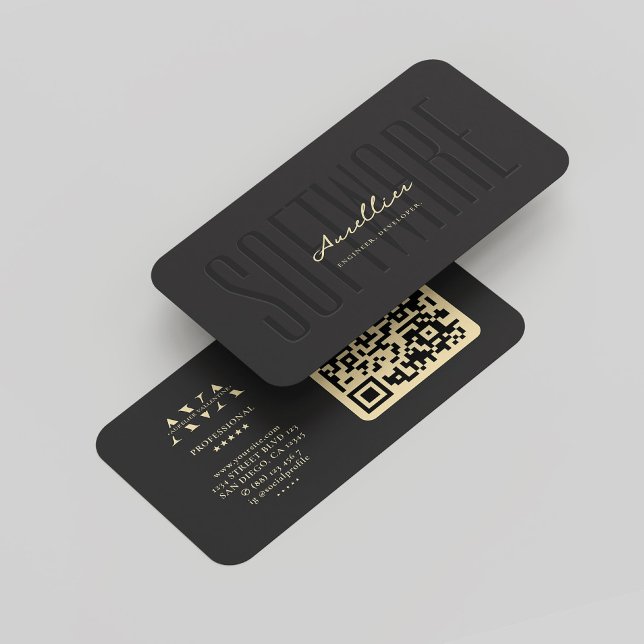 Moderner Monogram Software Engineer Black Visitenkarte (Modern Monogram Software Engineer Developer Black Business Card
)
