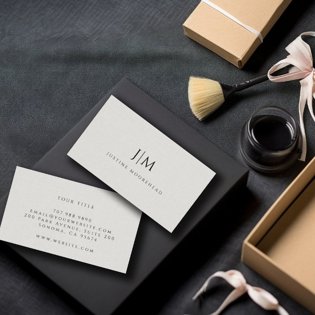 Moderner Monogramm-Minimalistischer, leichter, gra Visitenkarte (Von Creator hochgeladen)