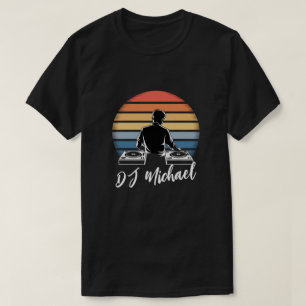 Moderner Musik DJ Mixer Retro Personalisierter Nam T-Shirt