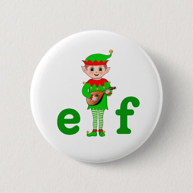 Moderner musikalischer Elf auf Weiß Button (Vorderseite)