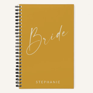 Moderner Mustard Bride Personalisierter Hochzeitsp Notizbuch