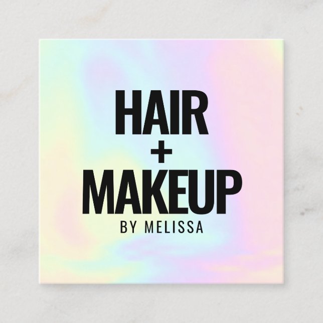 Moderner, mutiger typografischer Holografie-Einhor Quadratische Visitenkarte (Vorderseite)