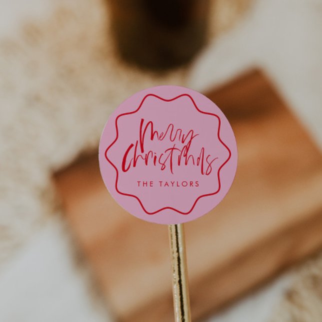 Moderner, mutiger Weihnachtsmann-Umschlag Aufklebe Runder Aufkleber (Von Creator hochgeladen)