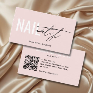 Moderner Nagelkünstler QR-Code rosé Visitenkarte