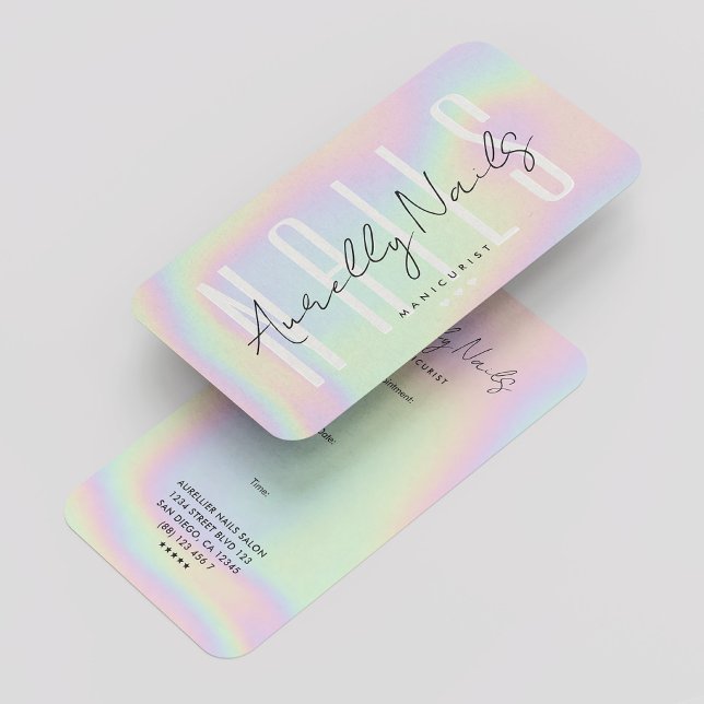 Moderner Nageltechniker Holograph Ernennung Visitenkarte (Modern Nail Tech Manicurist Holographic Appointment Business Card
)