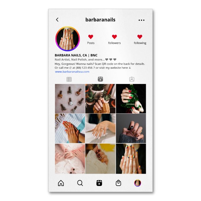Moderner Nail Artist Nägel Schönheitssalon Instagr Magnetische Visitenkarte (Vorderseite Vertikal)