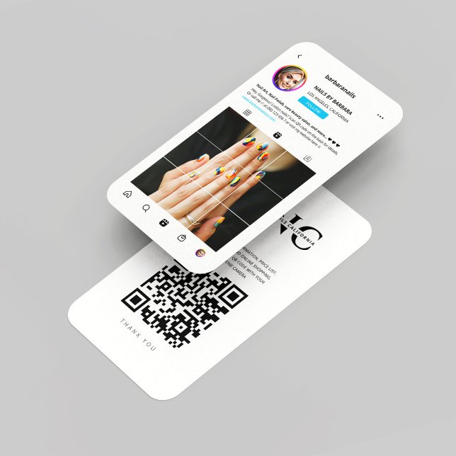 Moderner Nail Artist Nägel Schönheitssalon Instagr Visitenkarte (Modern Nail Artist Nails Beauty Salon Instagram Monogram Photo Grid Business Card
)