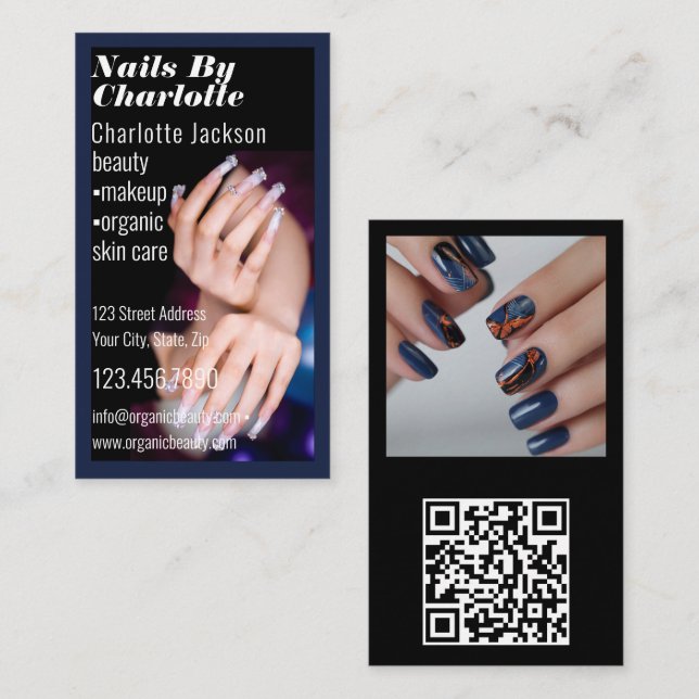Moderner Nail Artist Schönheitssalon Black Instagr Visitenkarte (Vorne/Hinten)