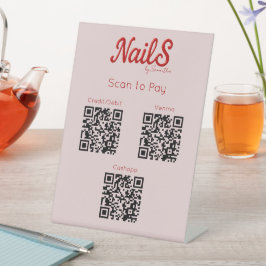 Moderner Nail Salon Artist Scan bezahlen QR Codes Sockelschild
