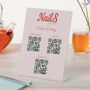 Moderner Nail Salon Artist Scan bezahlen QR Codes Sockelschild