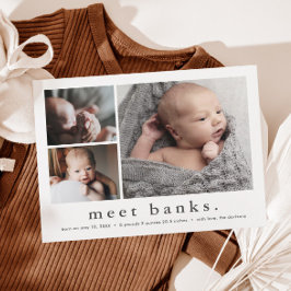 Moderner Name Baby Foto Collage Geburtsankündigung Postkarte