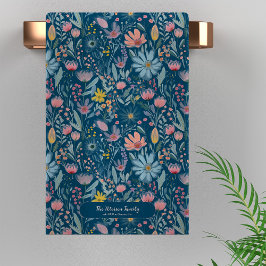 Moderner Name der Blumenfamilie Aquarell personali Badhandtuch Set