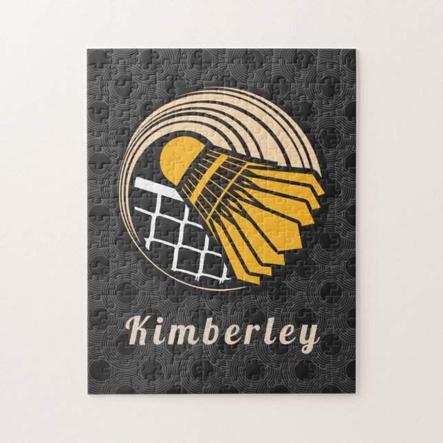 Moderner Name des Badminton Theme Player Coach Puzzle (Vertikal)