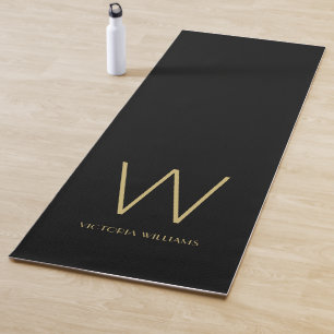 Moderner Name des schwarzen Goldminimalismus Yogamatte