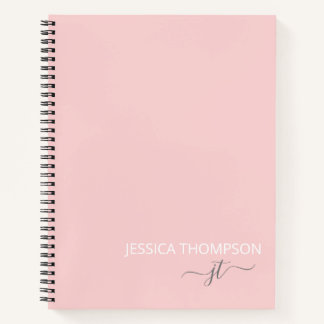 Moderner Name für ein Monogramm mit Blush Pink Notizbuch