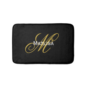 Moderner Name für Schwarz/Gold Monogram Badematte