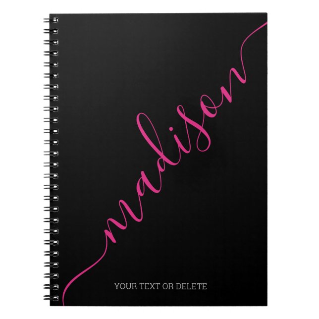 Moderner Name in schwarz rosa Handschrift Notizblock (Vorderseite)