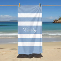 Moderner Name mit blauen Streifen Strandtuch
