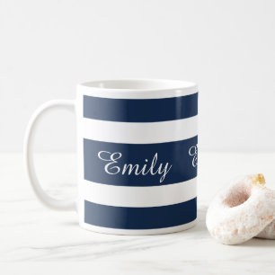 Moderner Name mit blauen Streifen Tasse