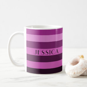 Moderner Name mit lila Streifen Kaffeetasse
