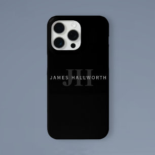 Moderner Name & Monogramm Grau & Schwarz Case-Mate iPhone Hülle