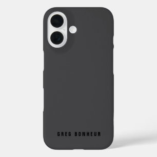 Moderner Name oder andere Textvorlage Dunkelgrau iPhone 16 Hülle