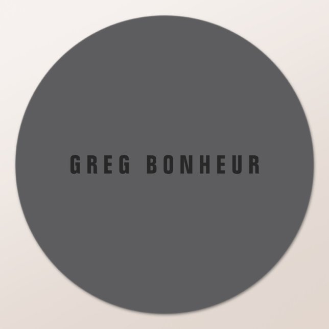 Moderner Name oder anderes Texttemplate | Dunkelgr Runder Aufkleber (Von Creator hochgeladen)