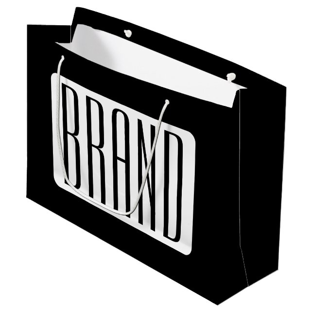Moderner Name oder bearbeitbarer Markenname für Un Große Geschenktüte (Vorderseite Schrägansicht)