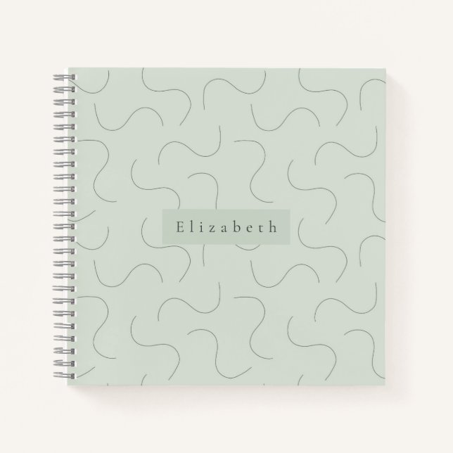 Moderner Name Sage Green Notizbuch (Vorderseite)
