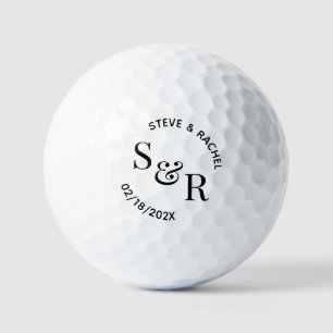 Moderner Name und Datum der Hochzeit Golfball