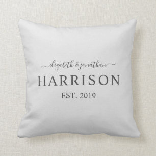 Moderner Name und Jahr hergestelltes dunkelgraues Kissen