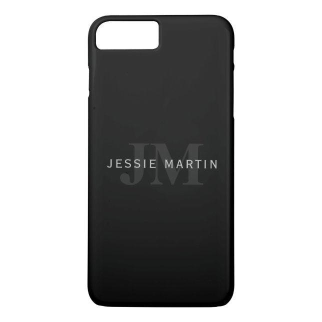 Moderner Name und Monogramm | Grau und Schwarz Case-Mate iPhone Hülle (Rückseite)