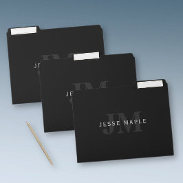 Moderner Name und Monogramm | Grau und Schwarz Papiermappe
