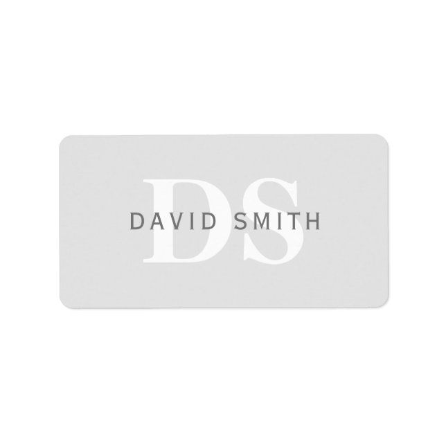 Moderner Name und Monogramm | Grün/Weiß Adressaufkleber (Vorne)