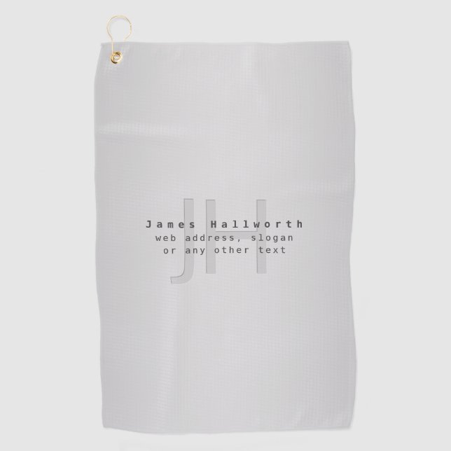 Moderner Name und Slogan | Grau Gradient Golfhandtuch (Vorderseite)