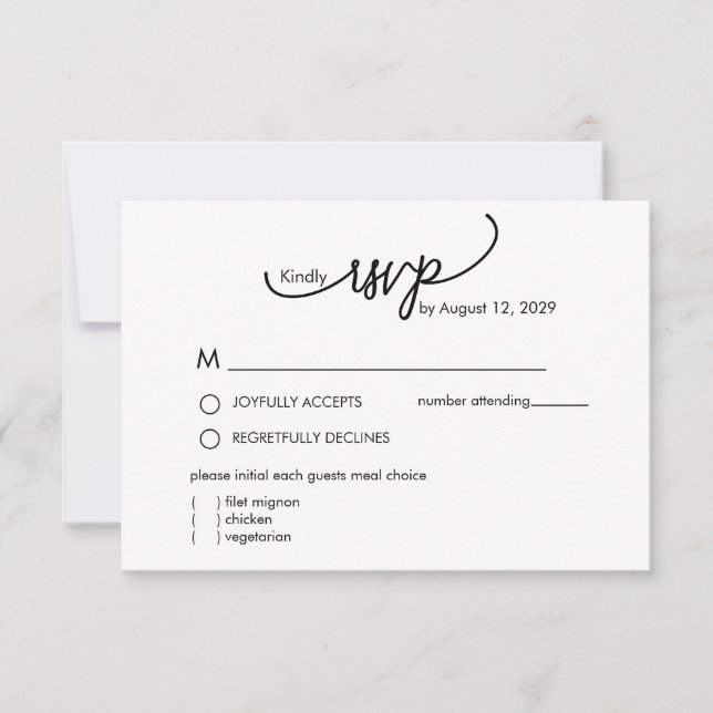 Moderner Namensmonogramm mit Blattschrift  RSVP Karte (Vorderseite)