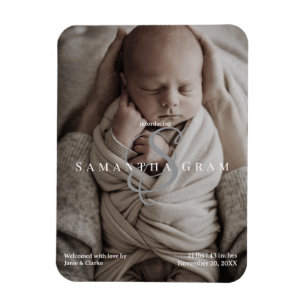 Moderner Namensmonogramm Neugeborenen-Foto Magnet
