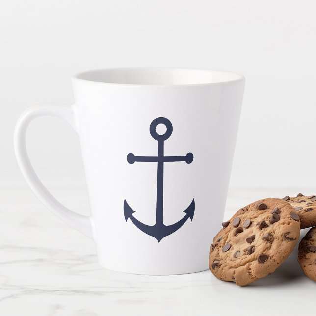 Moderner Nautical Navy Blue Anchor Milchtasse (Von Creator hochgeladen)