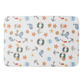 Moderner nautischer Oktopus-Strandanker weiß Badematte