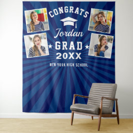 Moderner Navy Blue Abschluss 4 Foto Stand Hintergr Wandteppich