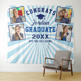 Moderner Navy Blue Abschluss 4 Foto Stand Hintergr Wandteppich