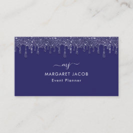 Moderner Navy Blue Glitzer Tropfen Custom Visitenkarte