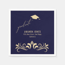 Moderner Navy Blue Gold Grad Cap Abschluss