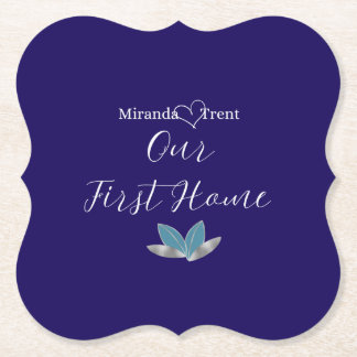 Moderner Navy Blue Housewarming Untersetzer