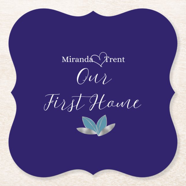 Moderner Navy Blue Housewarming Untersetzer (Vorderseite)